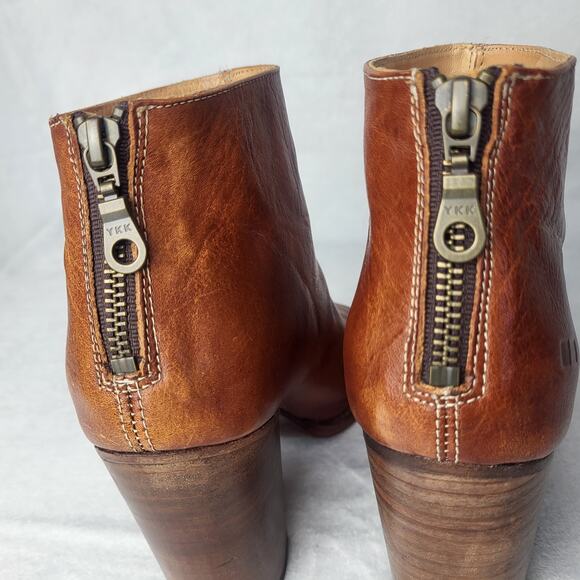 BED | STU Onset Leather Ankle Boots Peep Toe Stacked Heel Booties  | 7.5 - Picture 12 of 12